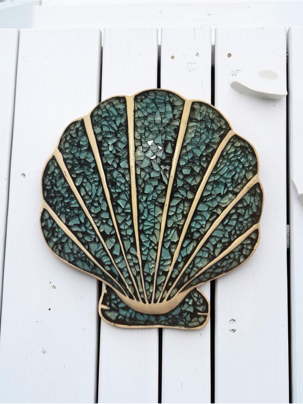 RARE Mosaic Glass Shell Starfish Wall Decor Coastal Beach Nautical Home Accent - Picture 2 of 5